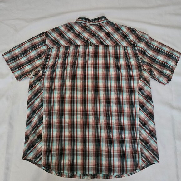 Prana Men's Plaid Pearl Snap Button Front Short Sleeve Hike Camp Shirt Size XL - Picture 4 of 11
